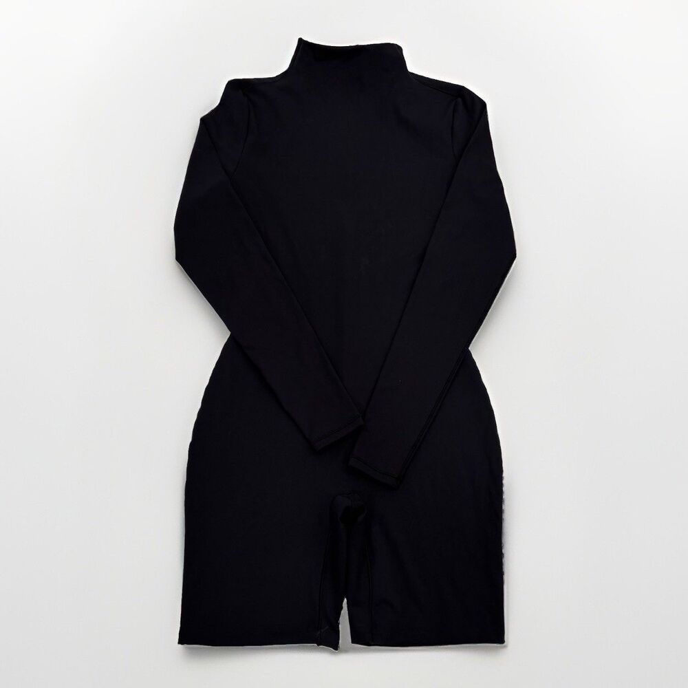 Skims Romper Womens Size Small All In One Long Sleeve Mid Thigh One Piece Black